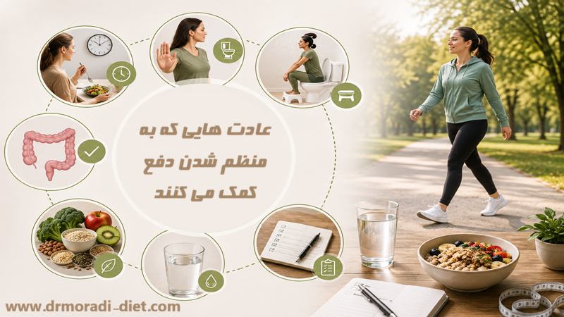 عادت‌ هایی که به منظم‌ شدن دفع کمک می‌ کنند تحت نظر متخصص تغذیه